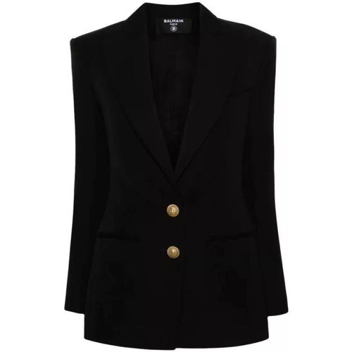 Black Crepe 2-Button Jacket - Größe 38 - black - Balmain - Modalova