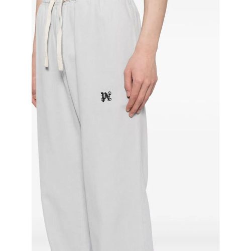 Light Grey Trousers With Logo - Größe 46 - Palm Angels - Modalova