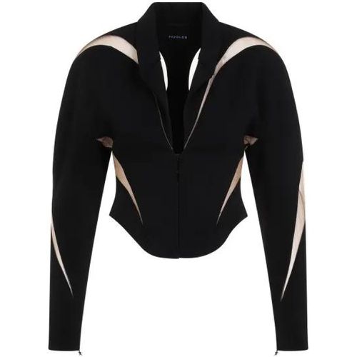 Black Nude Viscose Jacket - Größe 36 - Mugler - Modalova