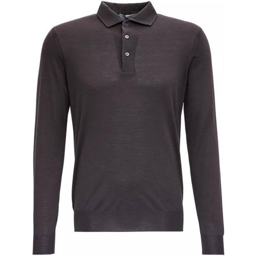 Long Sleeves Polo Shirt In Brown Wool - Größe 54 - brown - Gaudenzi - Modalova