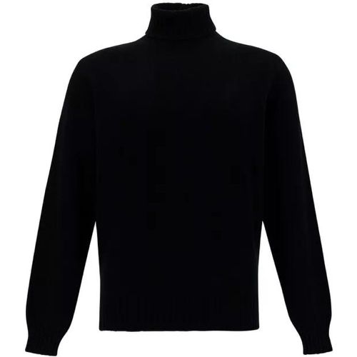 Black Turtleneck Sweater With Ribbed Trims In Wool - Größe 50 - black - Gaudenzi - Modalova