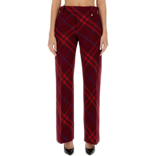Plaid Wool Pants With High Waist And Straight Legs - Größe 6 - Burberry - Modalova