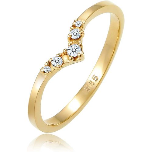 Ringe - Ring Verlobungsring V-Form Diamant 0.07 ct 585 Gel - Gr. 52 MM - in - für Damen - Elli - Modalova