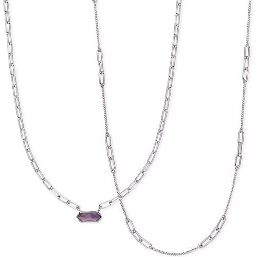 Halskette - Necklace Set Cube, Amethyst, silver rhodium plate - Gr. unisize - in Lila - für Damen - Leaf - Modalova