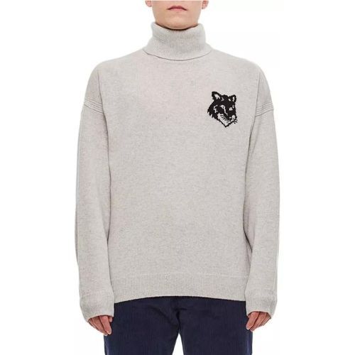 Fox Head Intarsia Comfort High Neck Jumper - Größe L - Maison Kitsune - Modalova