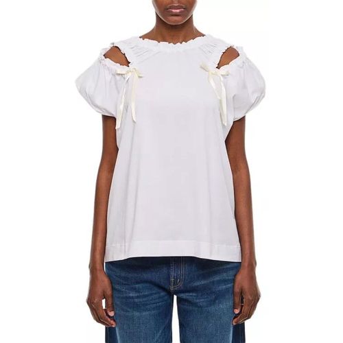 Cap Sleeve T-Shirt With Shoulder Bite & Bow - Größe L - white - Simone Rocha - Modalova