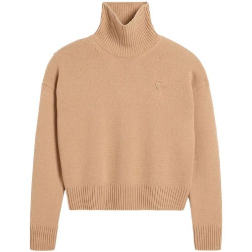 Embossed Roll-Neck Jumper - Größe M - braun - AMI Paris - Modalova