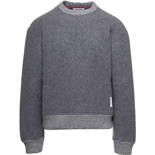 Crewneck Sweatshirt W/ Cb Rwb Stripe In Wool Fleec - Größe 1 - gray - Thom Browne - Modalova