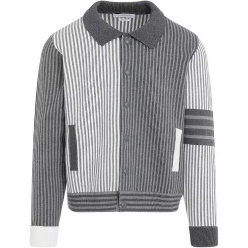 Polo Collar Tonal Grey Cotton Bomber Jacket - Größe 5 - Thom Browne - Modalova