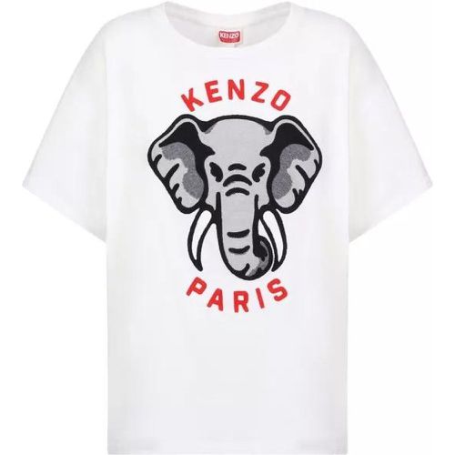 White Elephant Embroidery T-Shirt - Größe L - white - Kenzo - Modalova