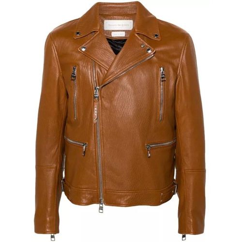 Brown Zip-Up Biker Jacket - Größe 56 - brown - alexander mcqueen - Modalova