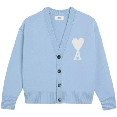 Sky Blue Wool Knitwear Cardigan - Größe L - blue - AMI Paris - Modalova