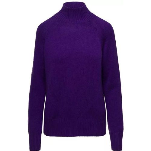 Violet Mockneck Sweater With Ribbed Trim In Cashme - Größe M - purple - allude - Modalova
