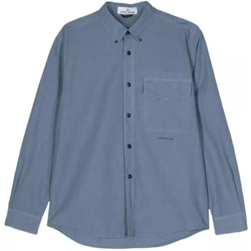 Logo-Print Cotton Linen Shirt - Größe XL - blue - Stone Island - Modalova