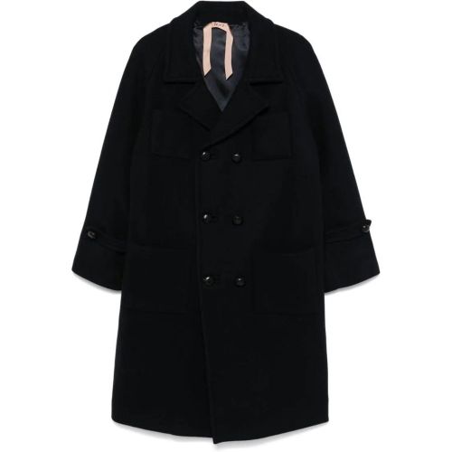 Oxford Blue Virgin Wool Blend Mid-Length Coat - Größe L - N°21 - Modalova