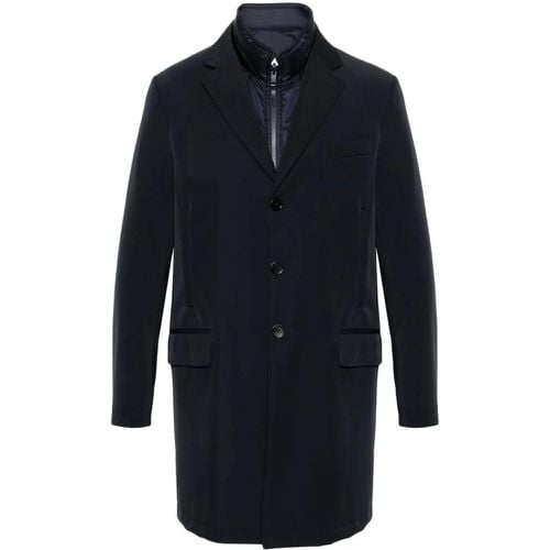 Navy Blue Coat With Logo - Größe M - Fay - Modalova