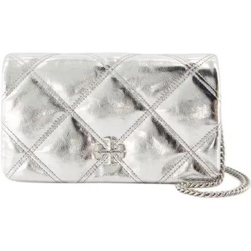 Shopper - Kira Diamond Wallet On Chain - Leather - Silver - für Damen - TORY BURCH - Modalova