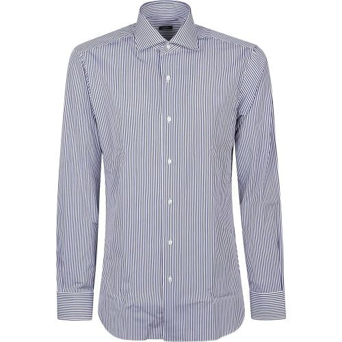 Long Sleeve Neck Shirt White - Größe 40 - Barba Napoli - Modalova