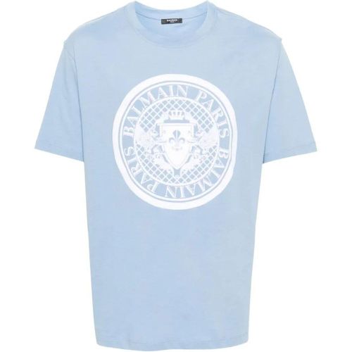 Light Blue Logo T-Shirt - Größe XL - Balmain - Modalova