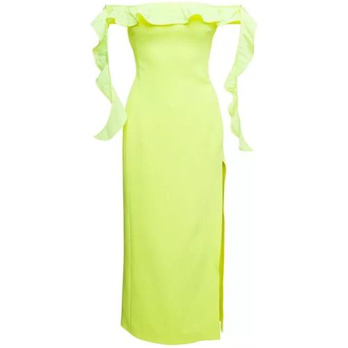 Yellow Long Off-Shoulder Dress With Ruches Detail - Größe 12 - yellow - David Koma - Modalova