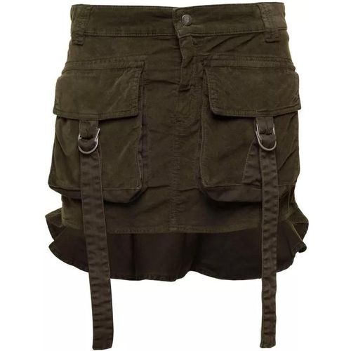 Military Green Cargo Mini-Skirt With Rear Frill In - Größe 40 - green - Blumarine - Modalova