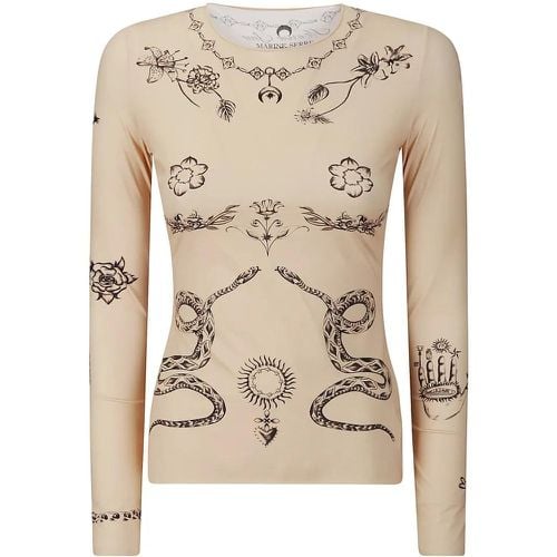 Tattoo Printed Jersey Second Skin Crewneck Top - Größe XS - Marine Serre - Modalova