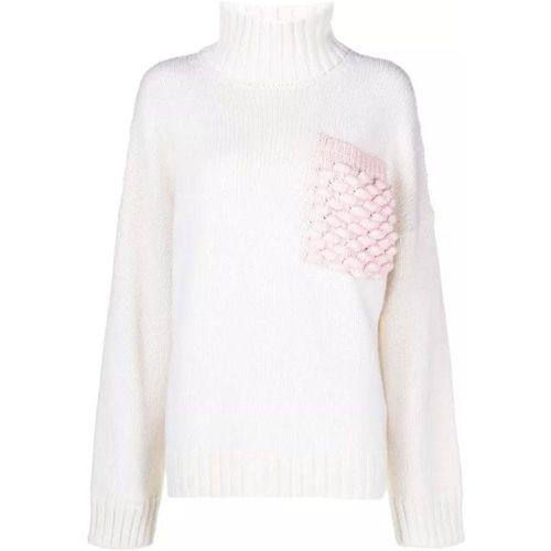 Roll-Neck White/Pink Ribbed Knitwear Jumper - Größe M - white - J.W.Anderson - Modalova