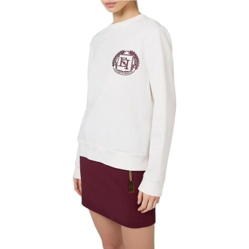 Sweat col rond ivoire Ecusson poitrine Bordeaux El - Größe IT 38 - Elisabetta Franchi - Modalova