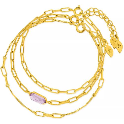 Armband - Bracelet Set Cube, Amethyst, silver gold plate - Gr. M - in Lila - für Damen - Leaf - Modalova