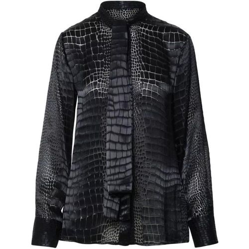 Croco' Black Silk Blend Shirt - Größe 40 - black - Versace - Modalova