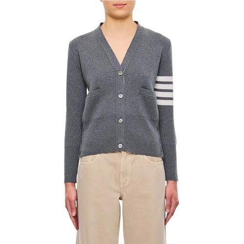 Milano Classic V-Neck Grey Cardigan - Größe 38 - Thom Browne - Modalova