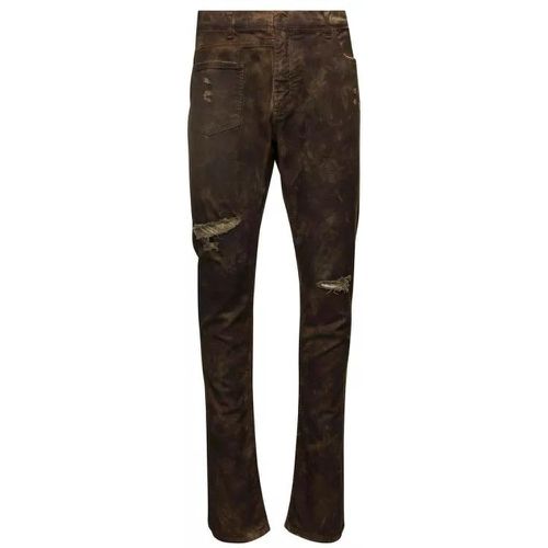 Brown Fitted Jeans With Ripped Details In Cotton D - Größe 52 - brown - Dolce&Gabbana - Modalova
