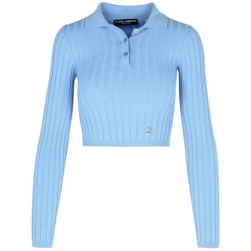 Light Blue Viscose Blend Polo Shirt - Größe 40 - Dolce&Gabbana - Modalova