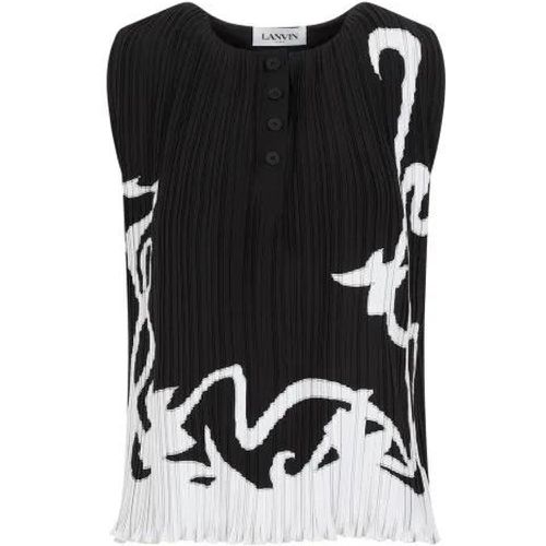 Sleeveless Pleated Black Polyester Top - Größe 38 - Lanvin - Modalova