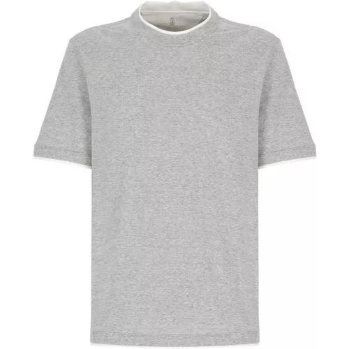 Grey Cotton T-Shirt - Größe L - gray - BRUNELLO CUCINELLI - Modalova
