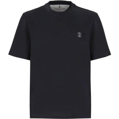 Dark Blue Cotton Tshirt - Größe L - blau - BRUNELLO CUCINELLI - Modalova