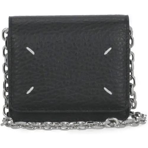 Portemonnaies - Black Pebbled Leather Wallet - Gr. unisize - in - für Damen - Maison Margiela - Modalova