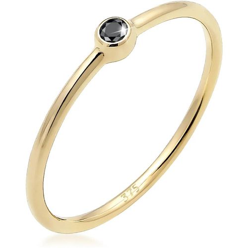 Ringe - Ring Solitär Schwarzer Diamant (0.03 ct) 375er Gel - Gr. 56 MM - in - für Damen - Elli - Modalova