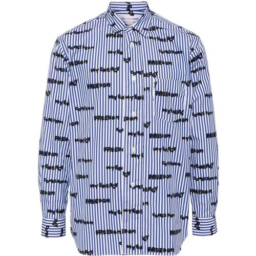 White And Blue Freedom Shirt - Größe L - Comme des Garcons - Modalova