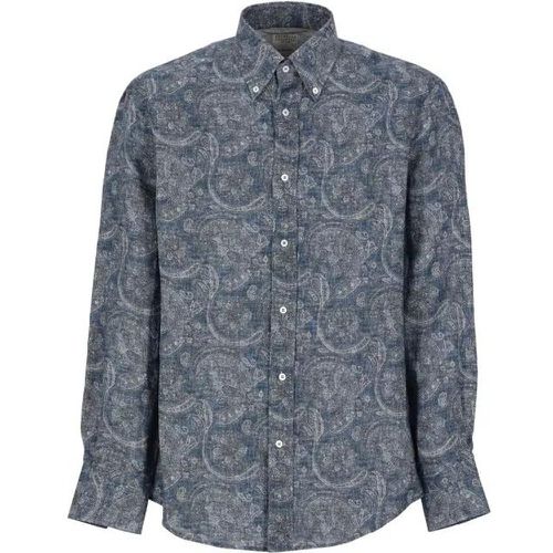 Paisley Pattern Shirt - Größe L - blue - BRUNELLO CUCINELLI - Modalova