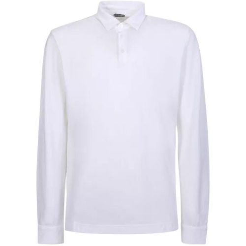 Long-Sleeved White Polo Shirt - Größe 48 - white - Zanone - Modalova