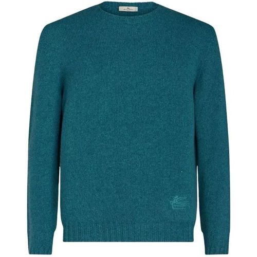 Blue Logo Cashmere Round Sweater - Größe M - blue - ETRO - Modalova