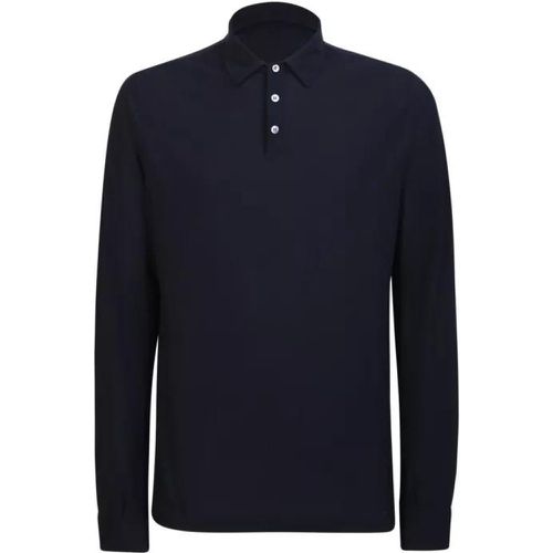 Long-Sleeved Blue Polo Shirt - Größe 52 - blue - Zanone - Modalova