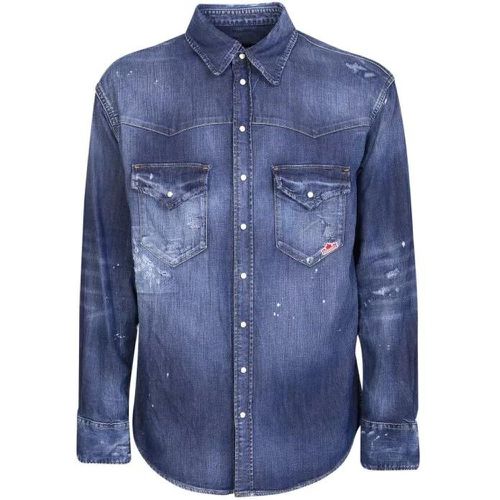 D2 Leaf West Blue Shirt - Größe 50 - Dsquared2 - Modalova