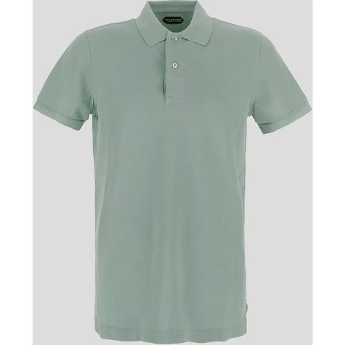 Cotton Pique Polo Shirt - Größe 48 - green - Tom Ford - Modalova