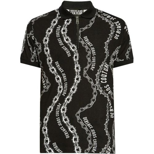 Short Sleeve Polo Shirt With Print - Größe L - Versace Jeans Couture - Modalova