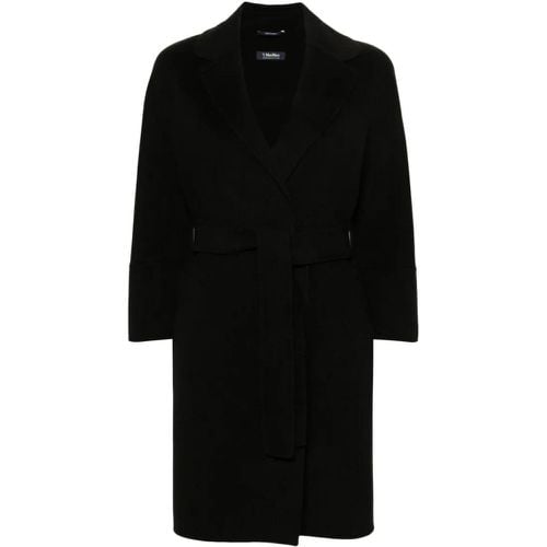 Black Virgin Wool Brushed Finish Coat - Größe 44 - Max Mara - Modalova