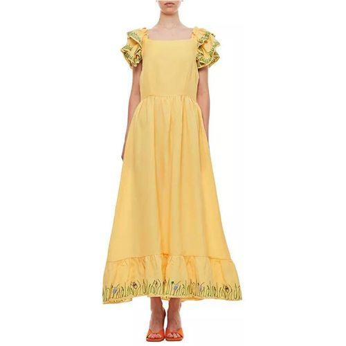 Brise Embroidered Linen Long Dress - Größe L - yellow - Helmstedt - Modalova