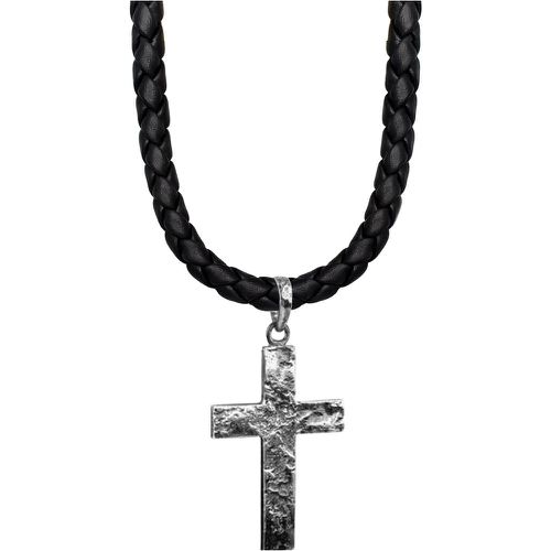 Halsketten - Halskette Herren Kreuz Oxidiert Leder in 925 Sterl - Gr. unisize - in Silber - für Damen - Kuzzoi - Modalova