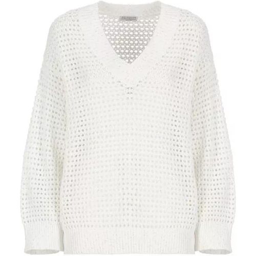 White Cotton Sweater - Größe S - white - BRUNELLO CUCINELLI - Modalova